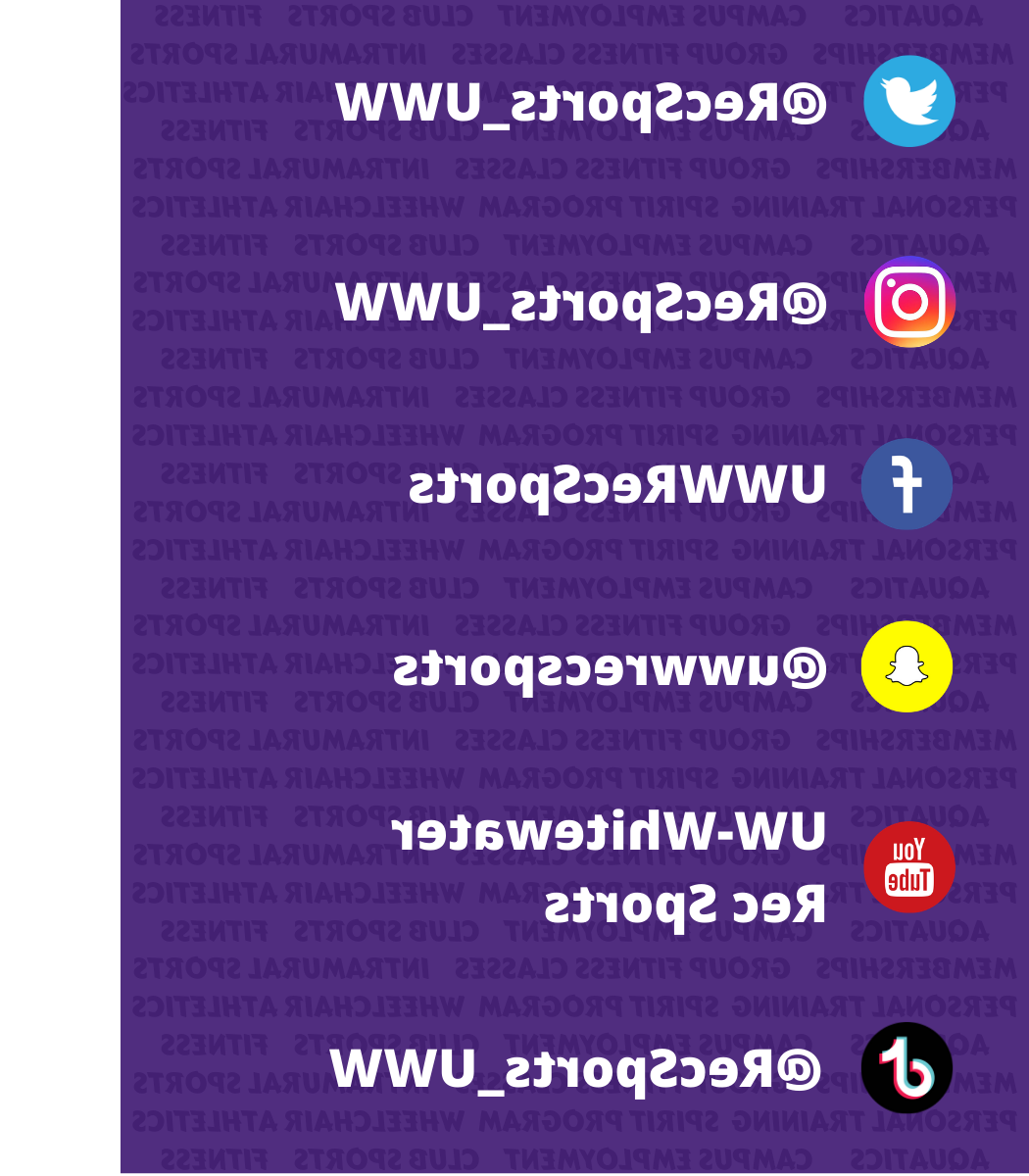 Rec Sports social media tags. @RecSports_UWW